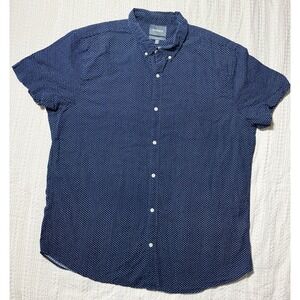 Bonobos Dark Blue Floral XXL Long Standard Fit Short Sleeve Button Down Shirt B3